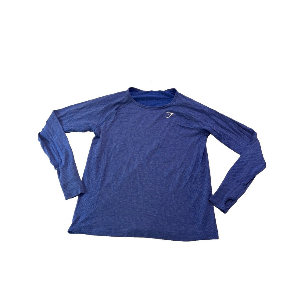 Gymshark Seamless Long Sleeve Blue Marl Training Top Thumbholes M